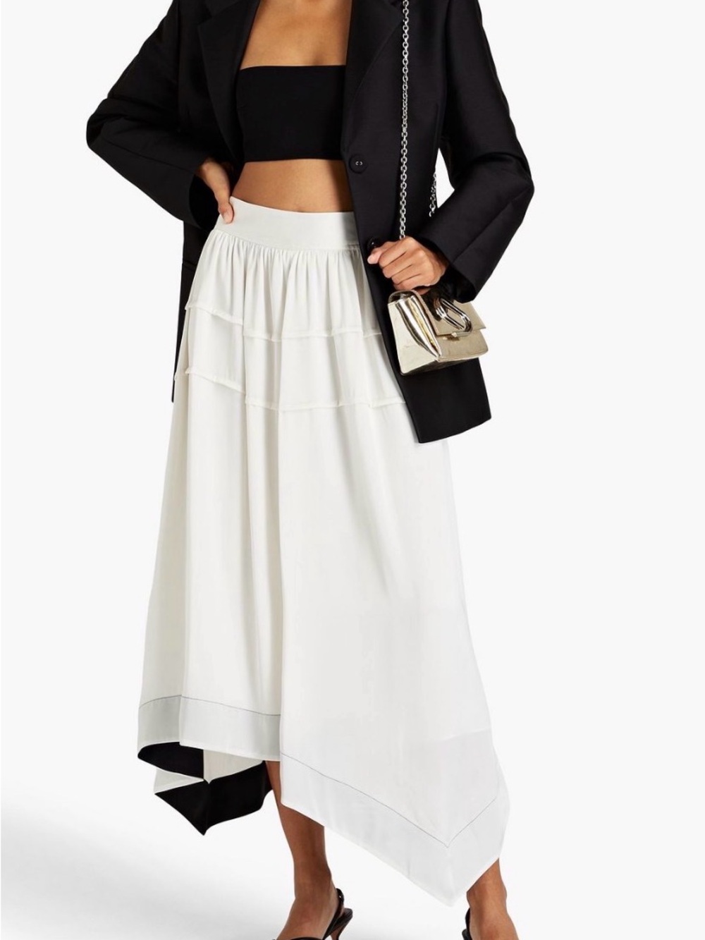 3.1 Phillip Lim White High-Low Tiered Skirt